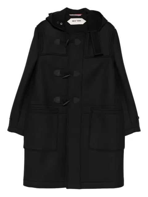 New York Resident button-fastening hooded coat