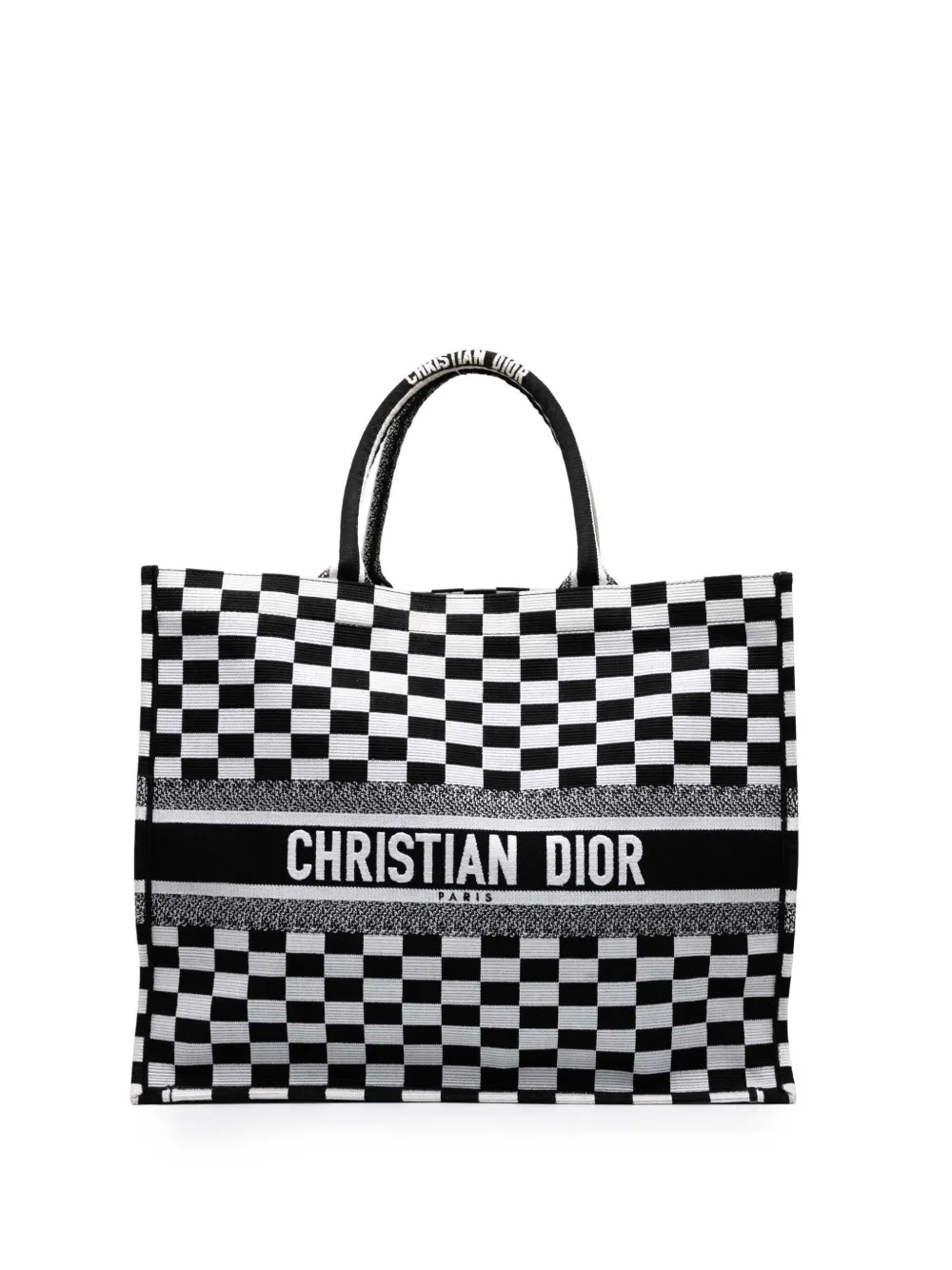 Christian Dior Pre-Owned 2018 ラージ エンブロイダリー キャンバス チェッカーブック トートバッグ - Christian Dior Pre-Owned 2018 ラージ エンブロイダリー キャンバス チェッカーブック トートバッグ -
