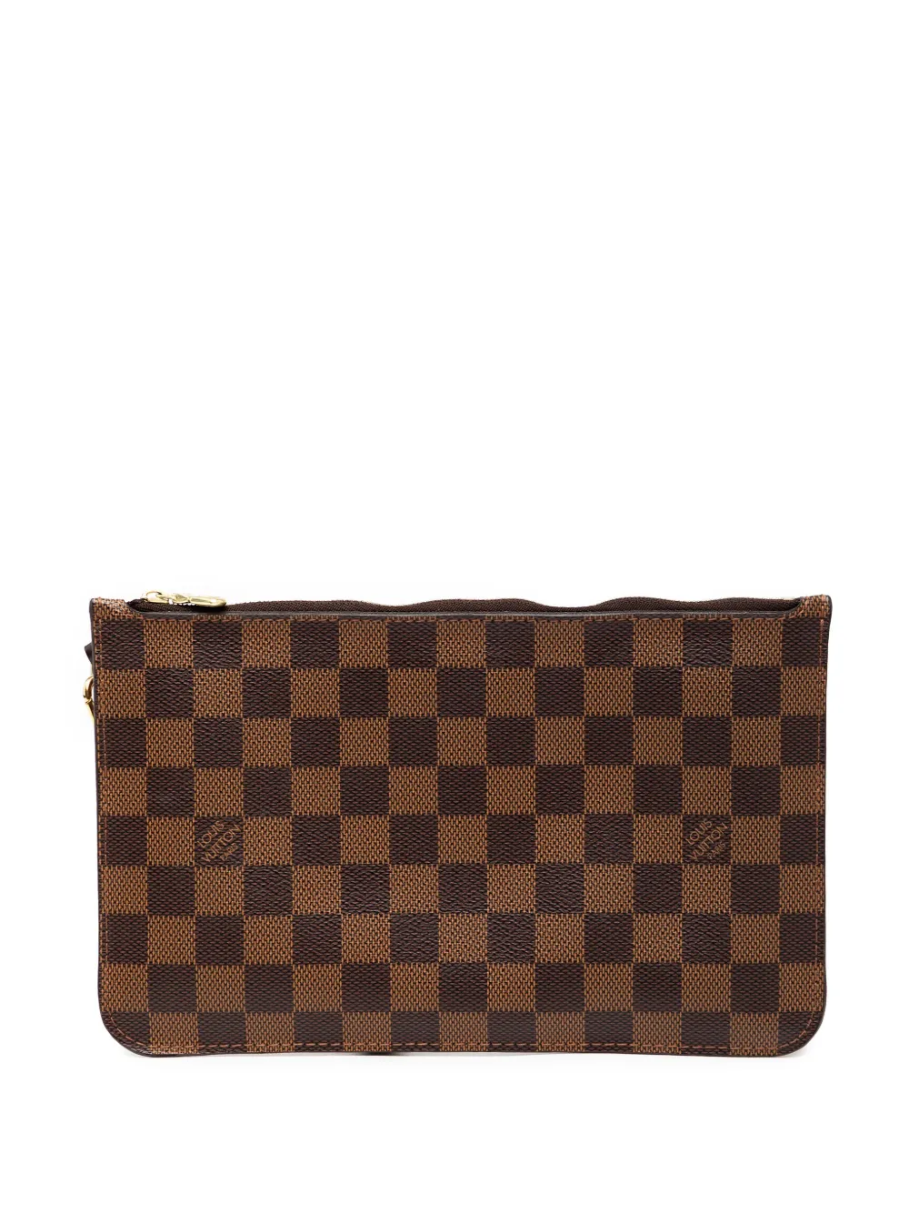 Pre-owned Louis Vuitton 2014 Damier Ebene Neverfull Mm Pouch In Brown