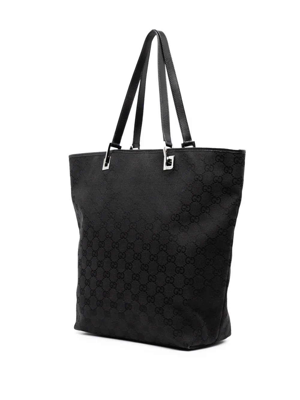Pre-owned Gucci 2000-2015 Gg Canvas Web Tote Bag In Black