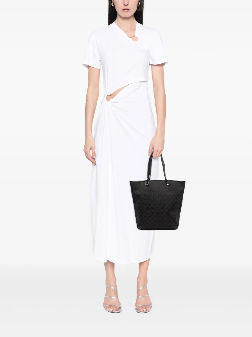 Pre-owned Gucci 2000-2015 Gg Canvas Web Tote Bag In Black