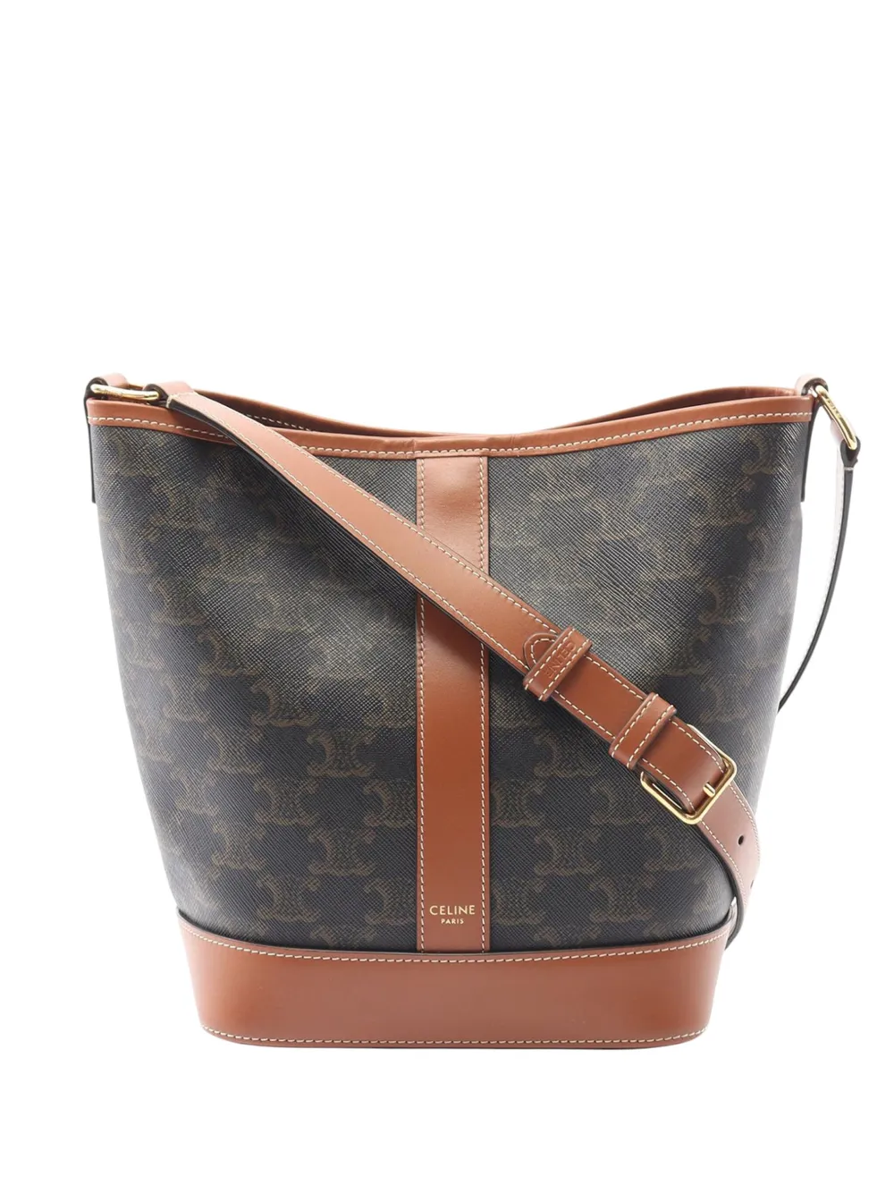 Celine Pre-Owned 2010-2025 Small Triomphe Coated Canvas bucket bag | Brown | Image 1