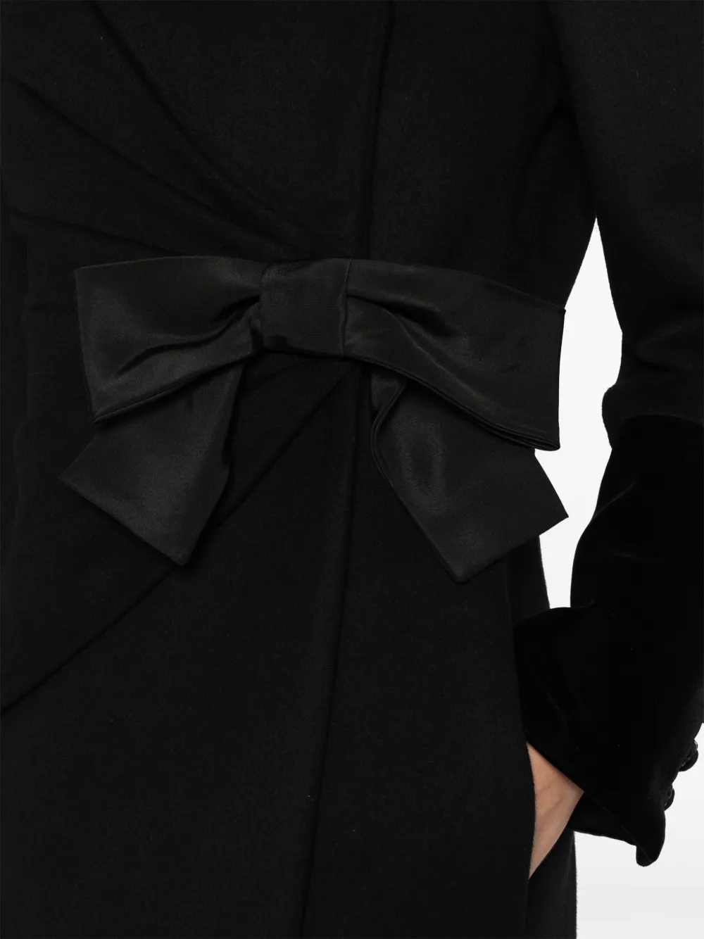 Valentino Bow-detailed Coat In Black