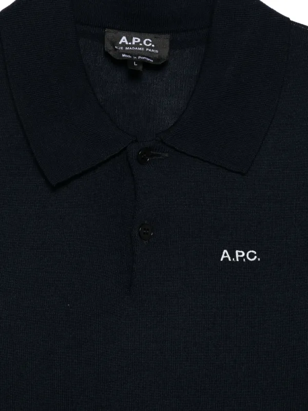 APC ウールポロプルオーバー A.P.C. ロングスリーブ ポロシャツ | ブルー | FARFETCH JP