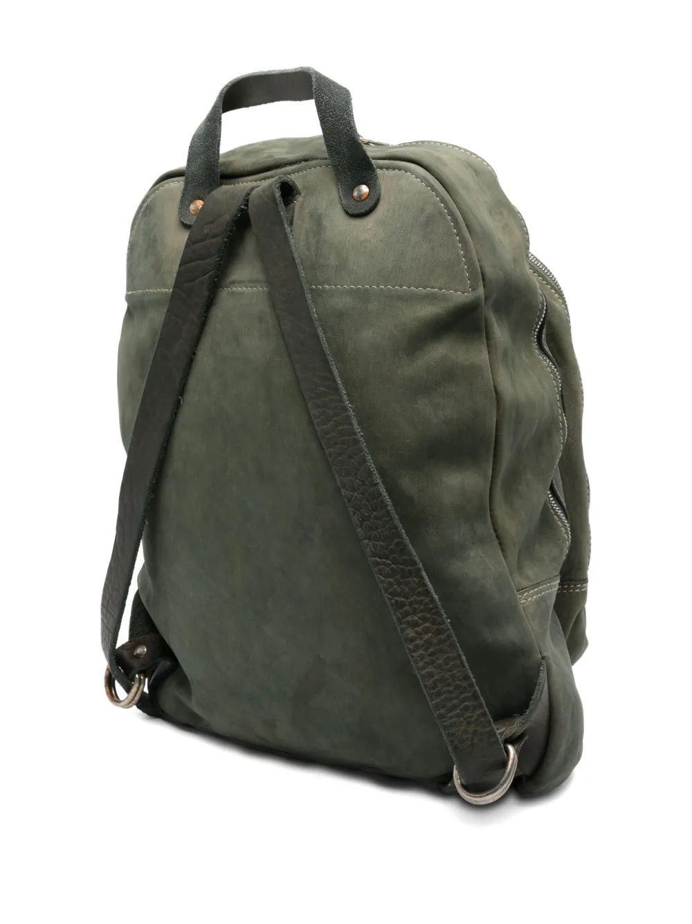 Guidi Zipped Suede Backpack In Green