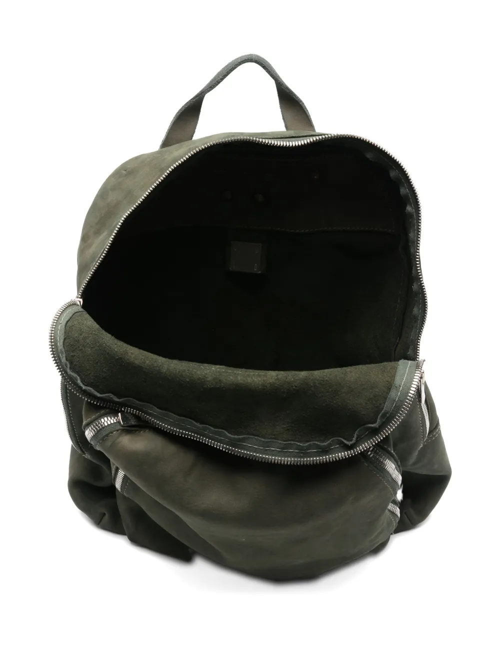 Guidi Zipped Suede Backpack In Green
