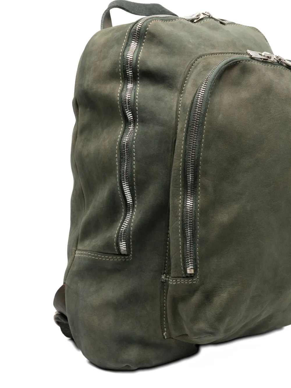 Guidi Zipped Suede Backpack In Green