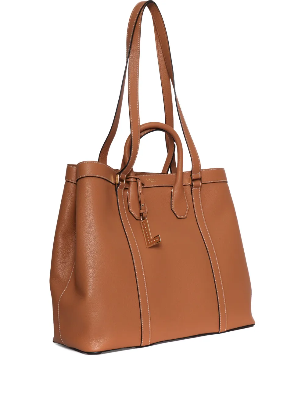 Lancel Leather Tote Bag In Brown