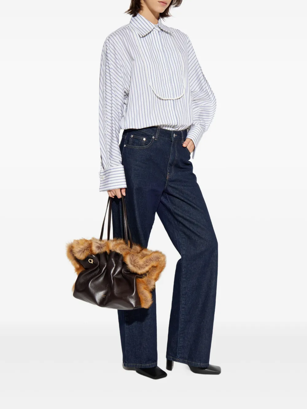 Lanvin striped collared shirt - Wit