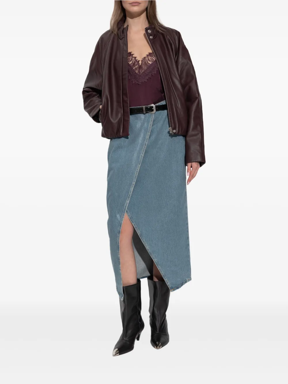 IRO Newin lace-detail silk top - Paars