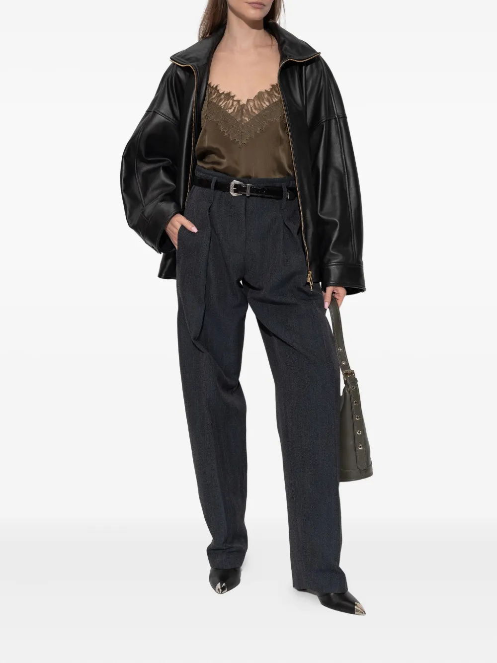 IRO lace-detail silk top - Groen