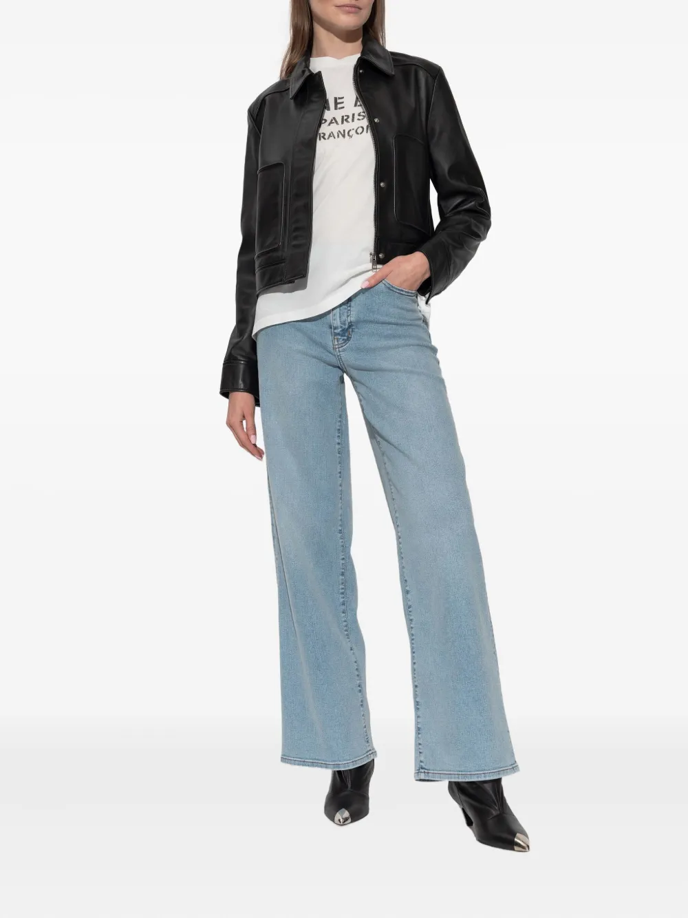 Maison Kitsuné Leren jack Zwart