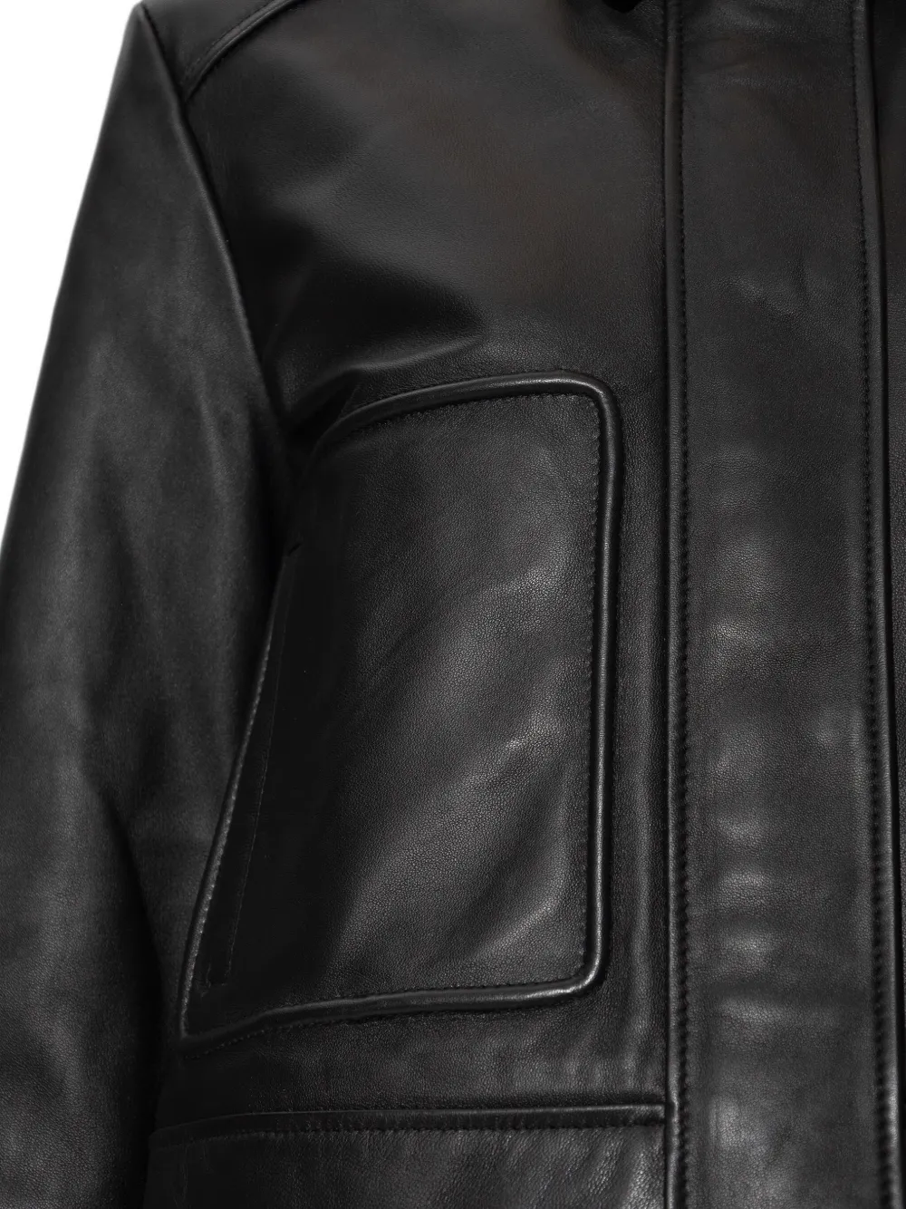 Maison Kitsuné Leren jack Zwart