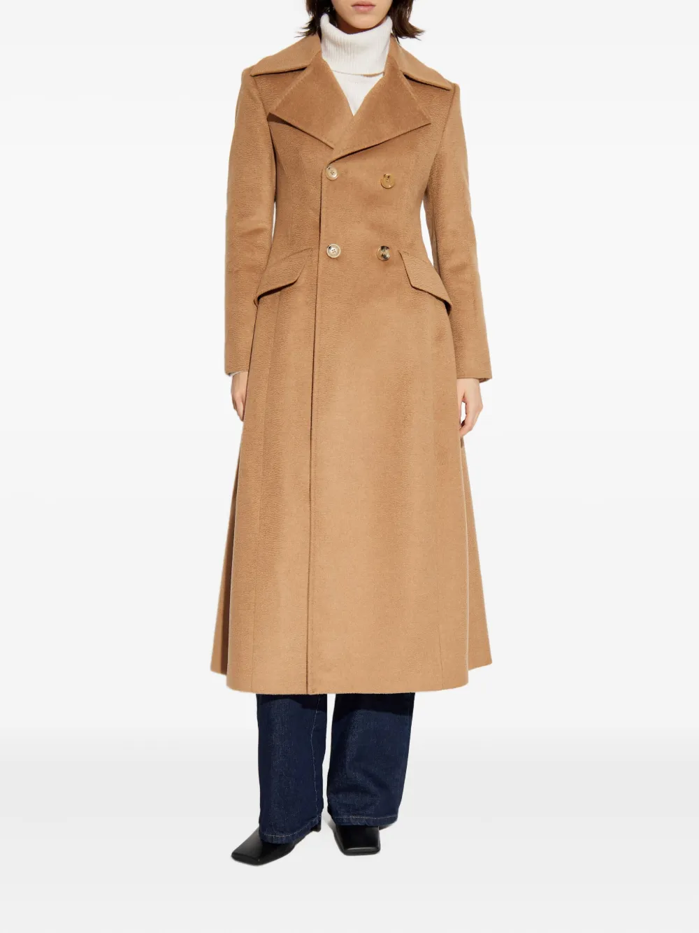 Max Mara Double-breasted Coat In Brown
