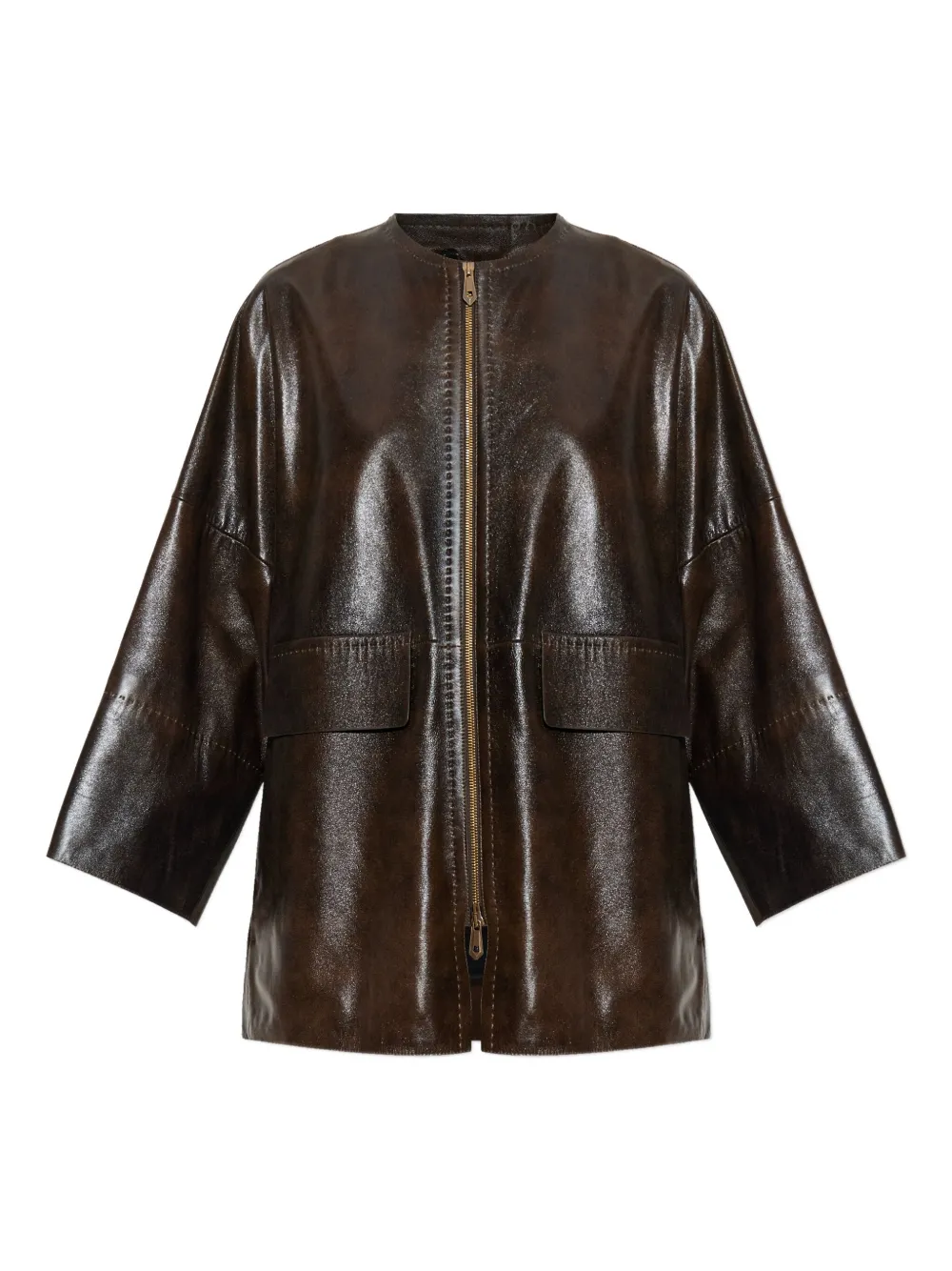 Max Mara Giacca Gambero con zip - Marrone