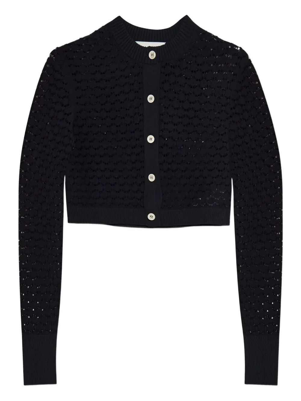 Lanvin Button Openwork Cardigan In Black