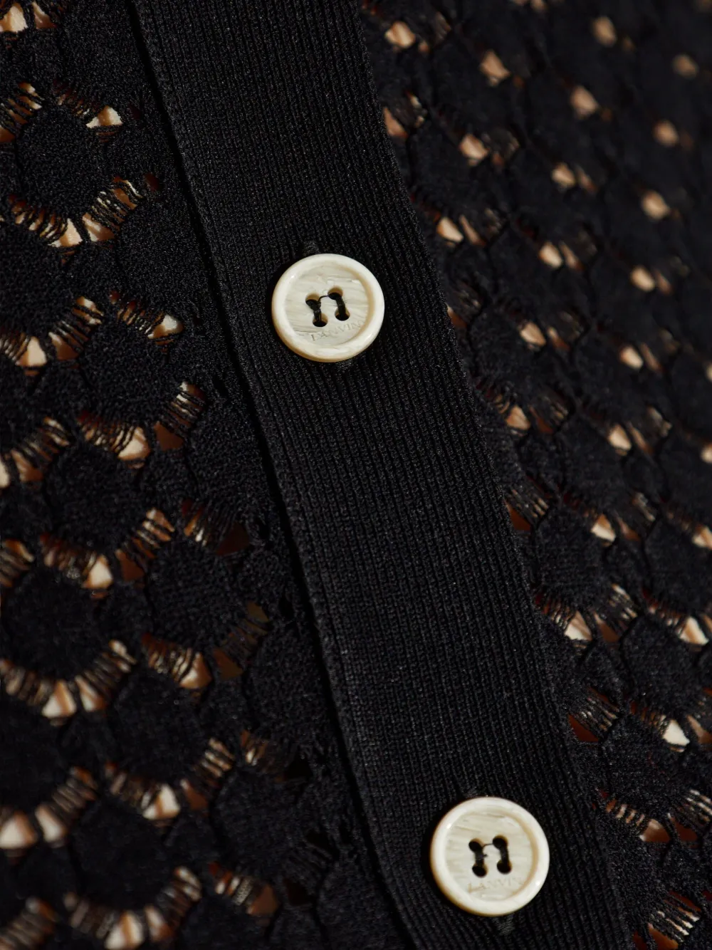 Lanvin Button Openwork Cardigan In Black