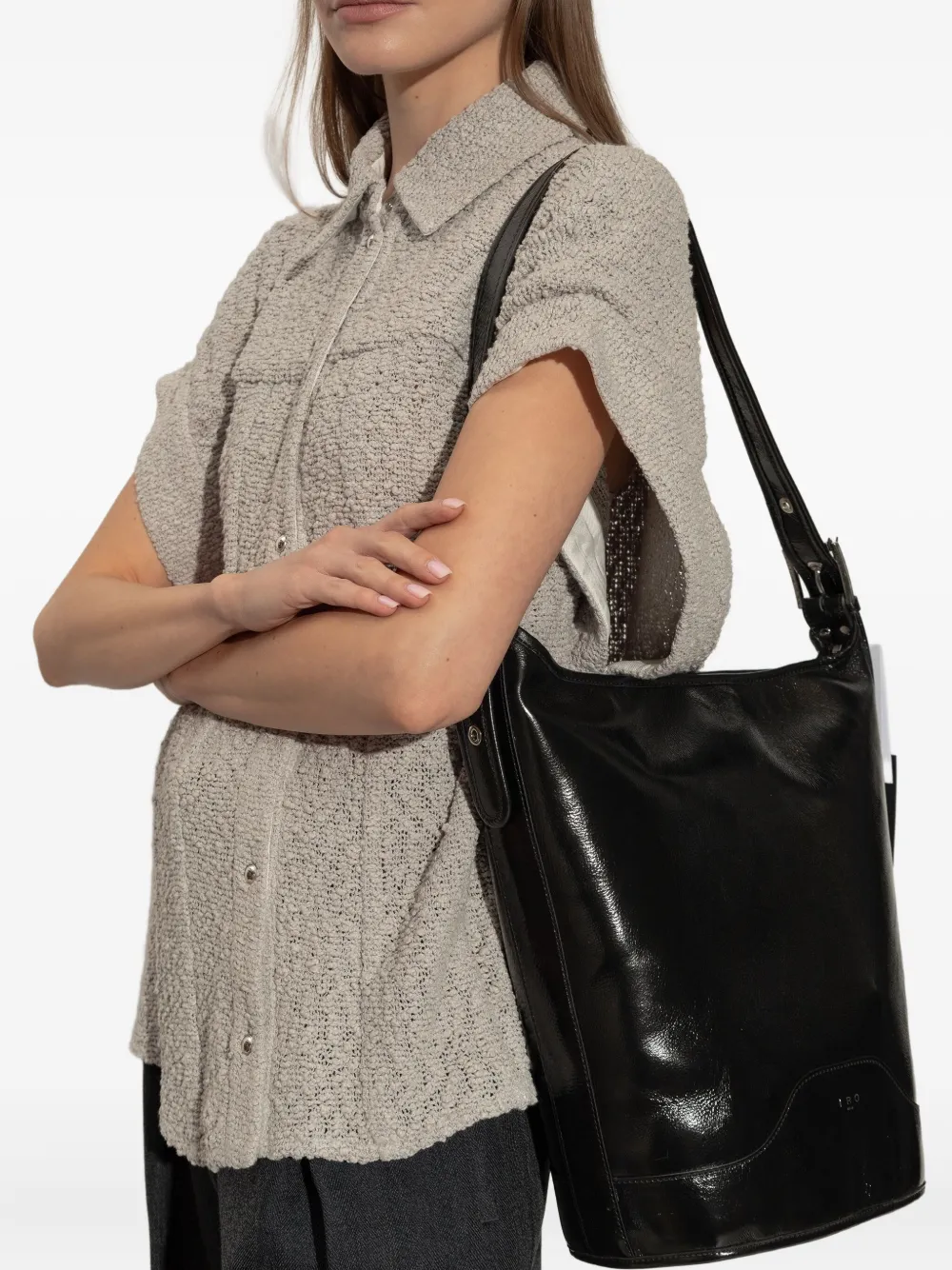 IRO Leren bucket-tas Zwart