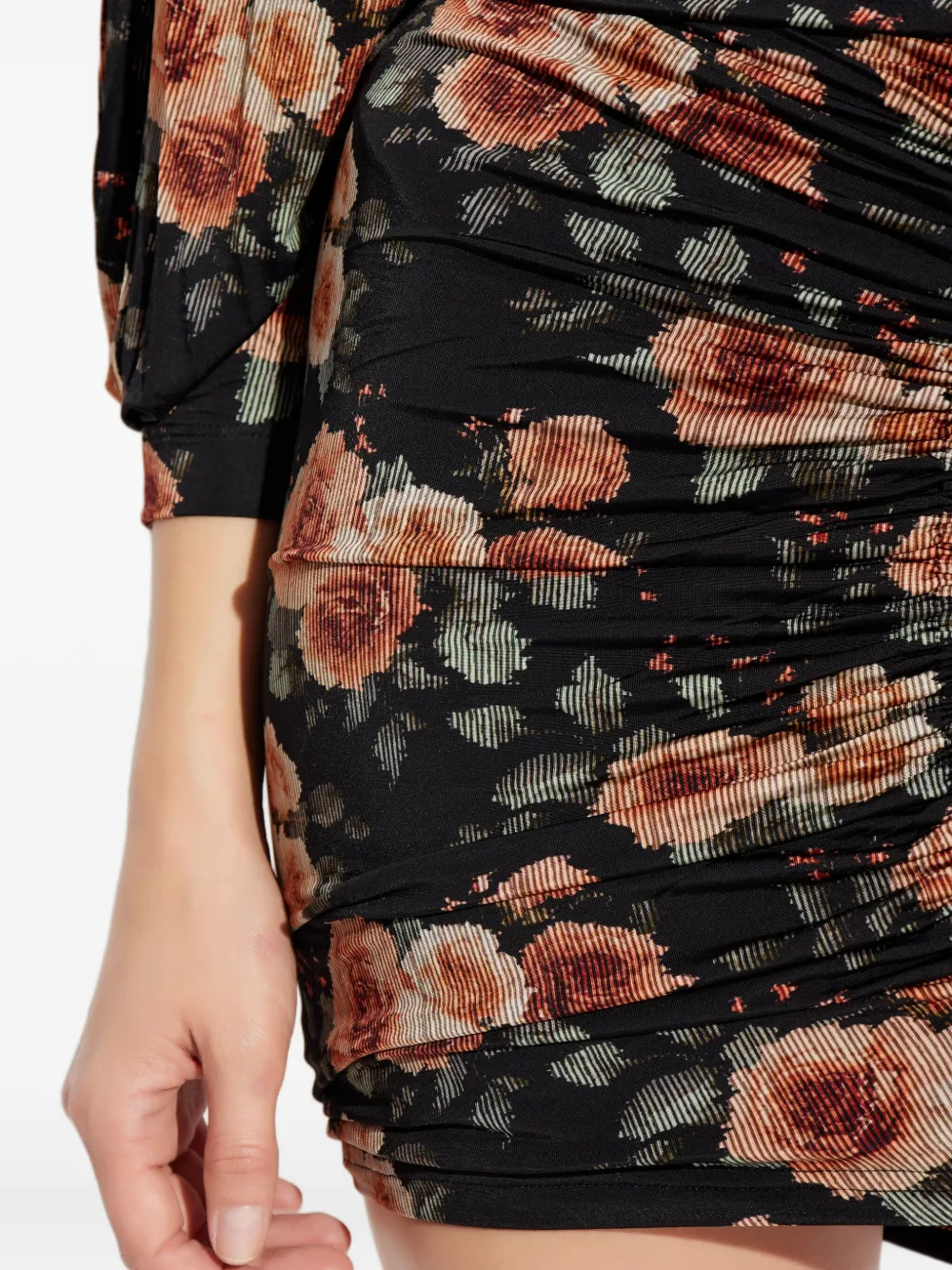 Iro Ruched Floral Skirt In Black