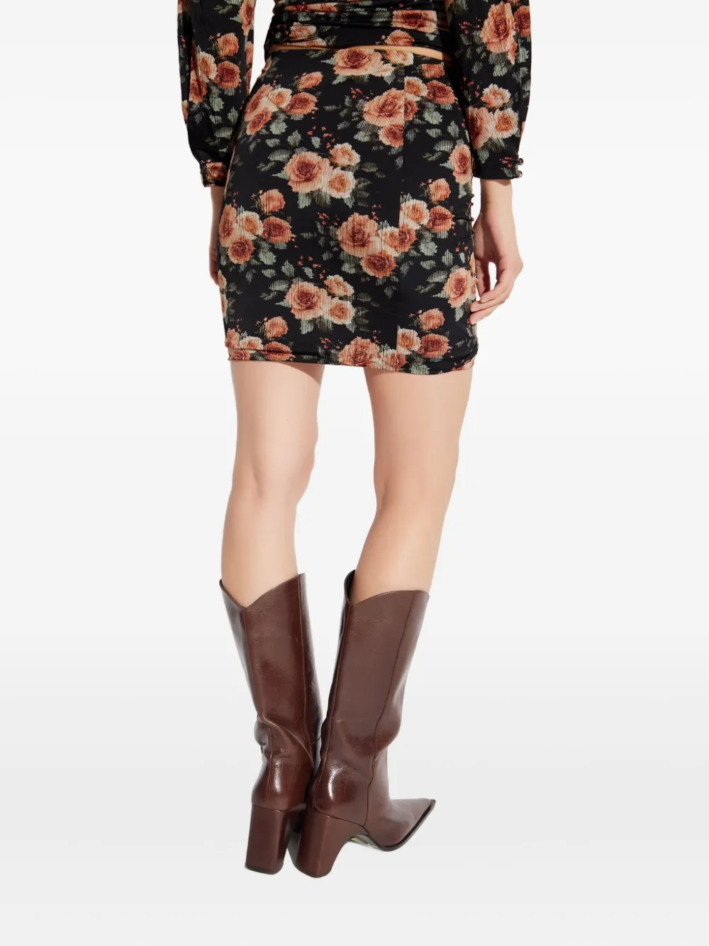 Iro Ruched Floral Skirt In Black