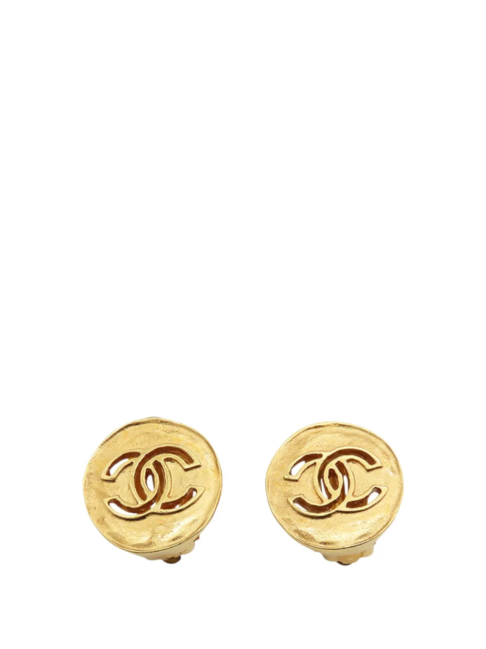 CHANEL Pre-Owned 1998 Gold Plated CC Round Clip-on Earrings costume earrings - Oro