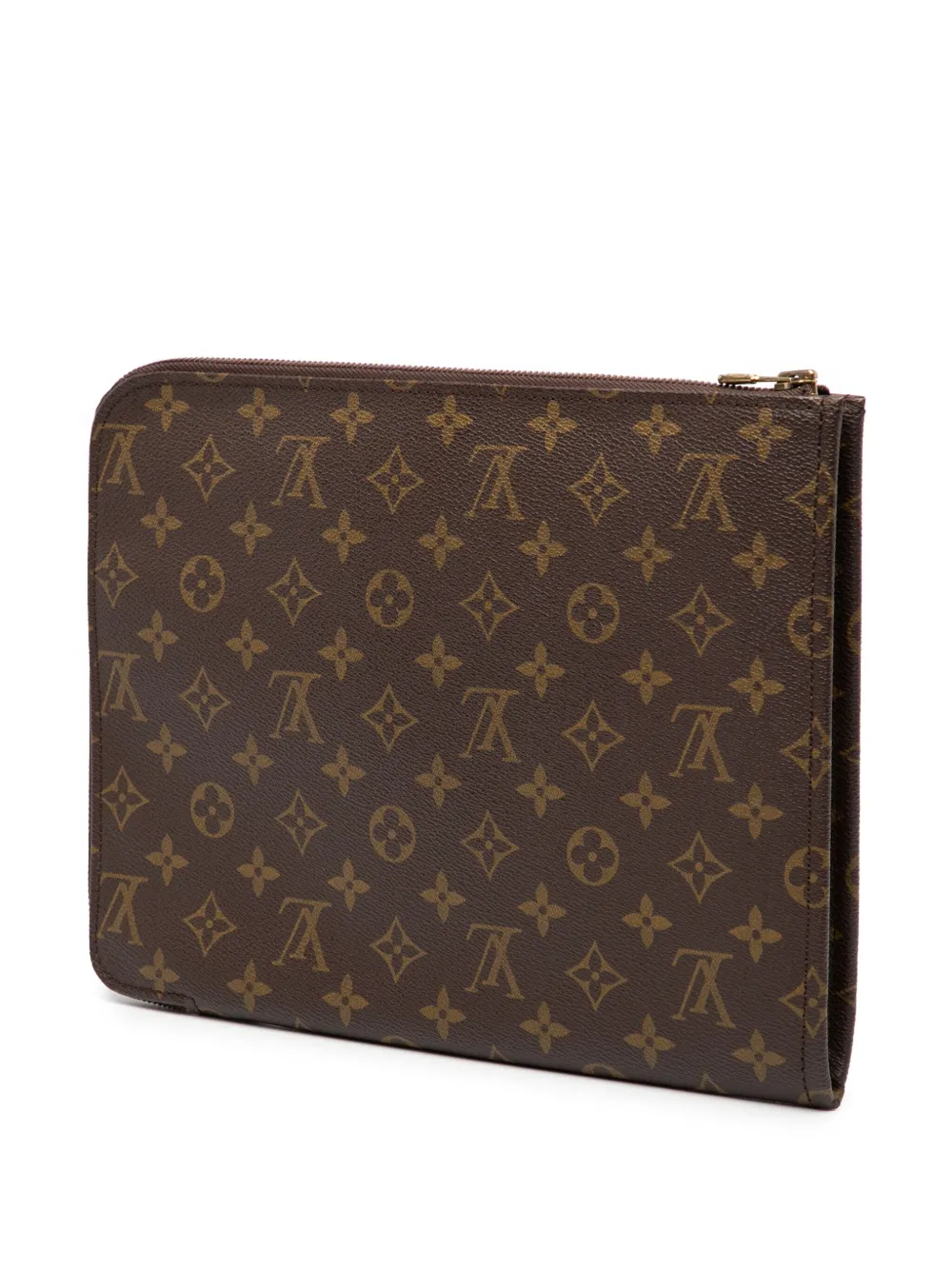 Pre-owned Louis Vuitton 1987 Monogram Poche-documents Portfolio 30 Clutch Bag In Brown