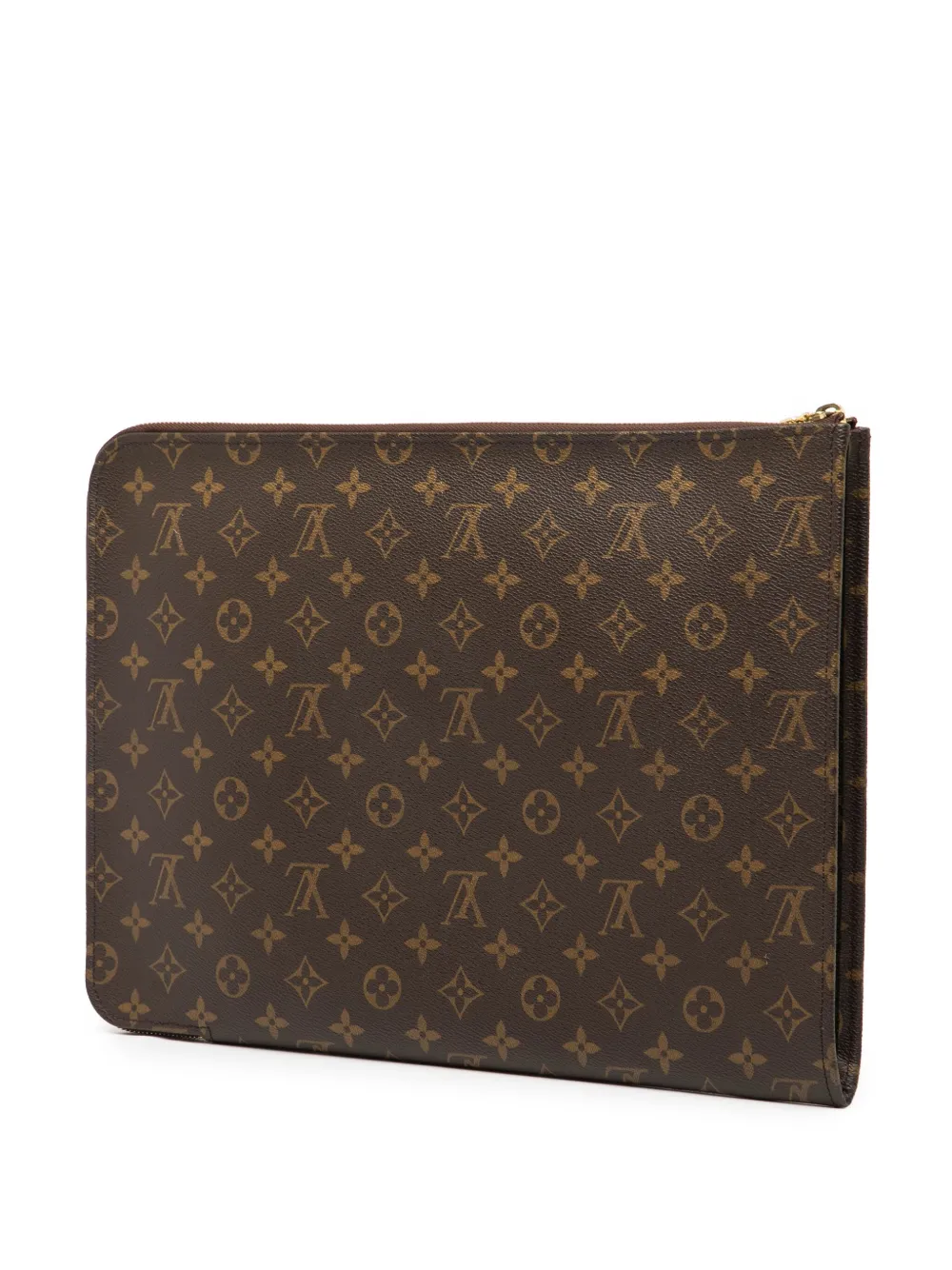Pre-owned Louis Vuitton 2004 Monogram Poche Documents Portfolio Business Bag In Brown