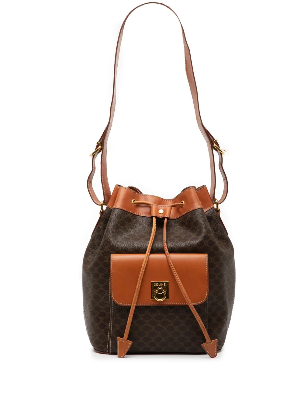 Celine Pre-Owned 1995 Macadam Coated Canvas Drawstring bucket bag | Brown | Image 1