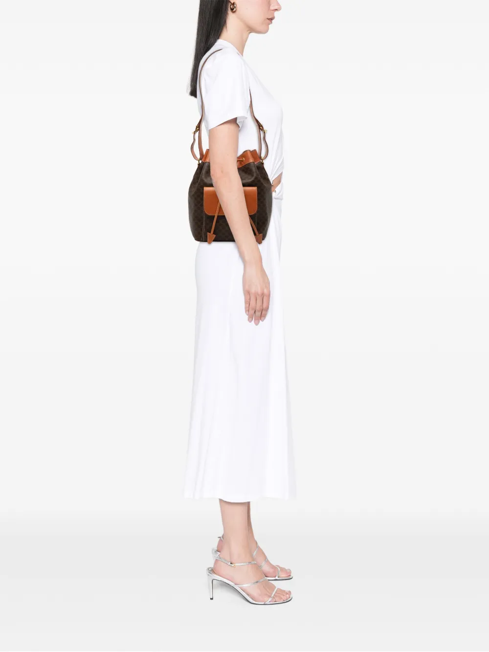 Celine Pre-Owned 1995 Macadam Coated Canvas Drawstring bucket bag | Pre-Owned | Image 2
