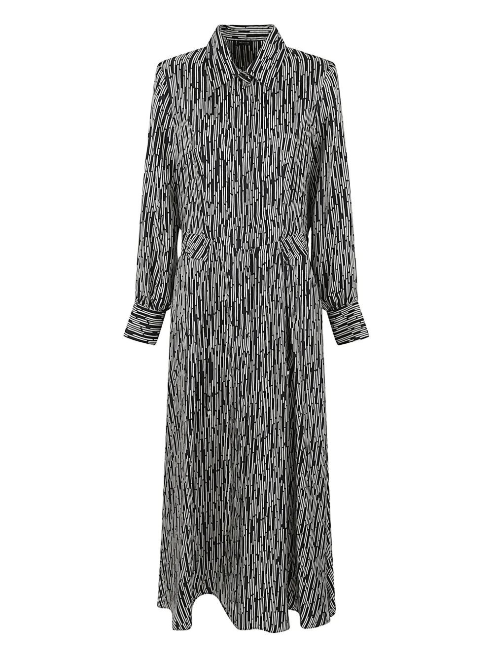 Kiton Striped Silk Shirt Dress In Black