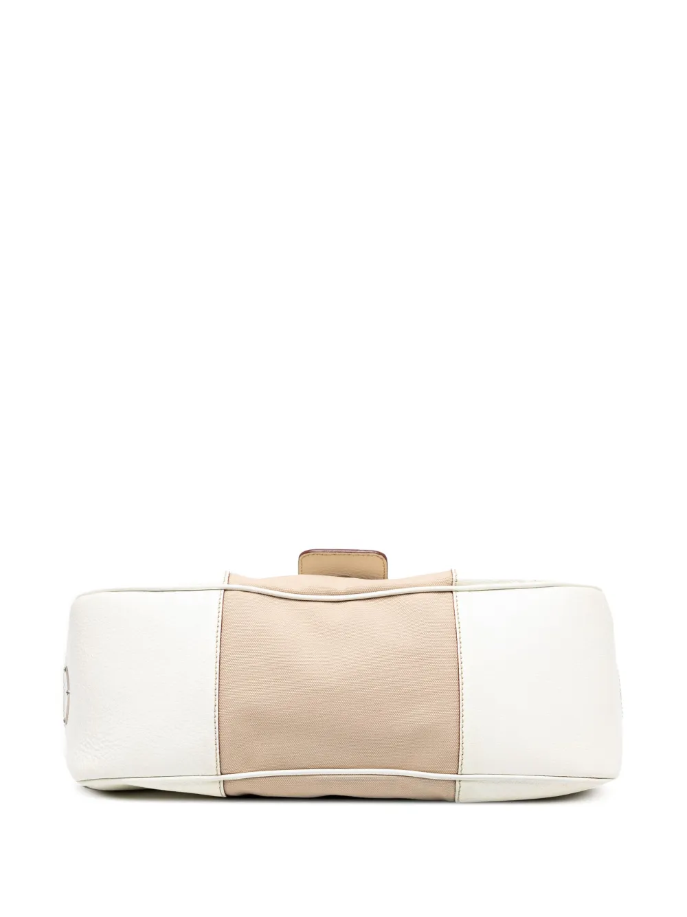 Pre-owned Prada 2000-2025 Cinghiale Trimmed Canvas Canapa Moon Shoulder Bag In Brown