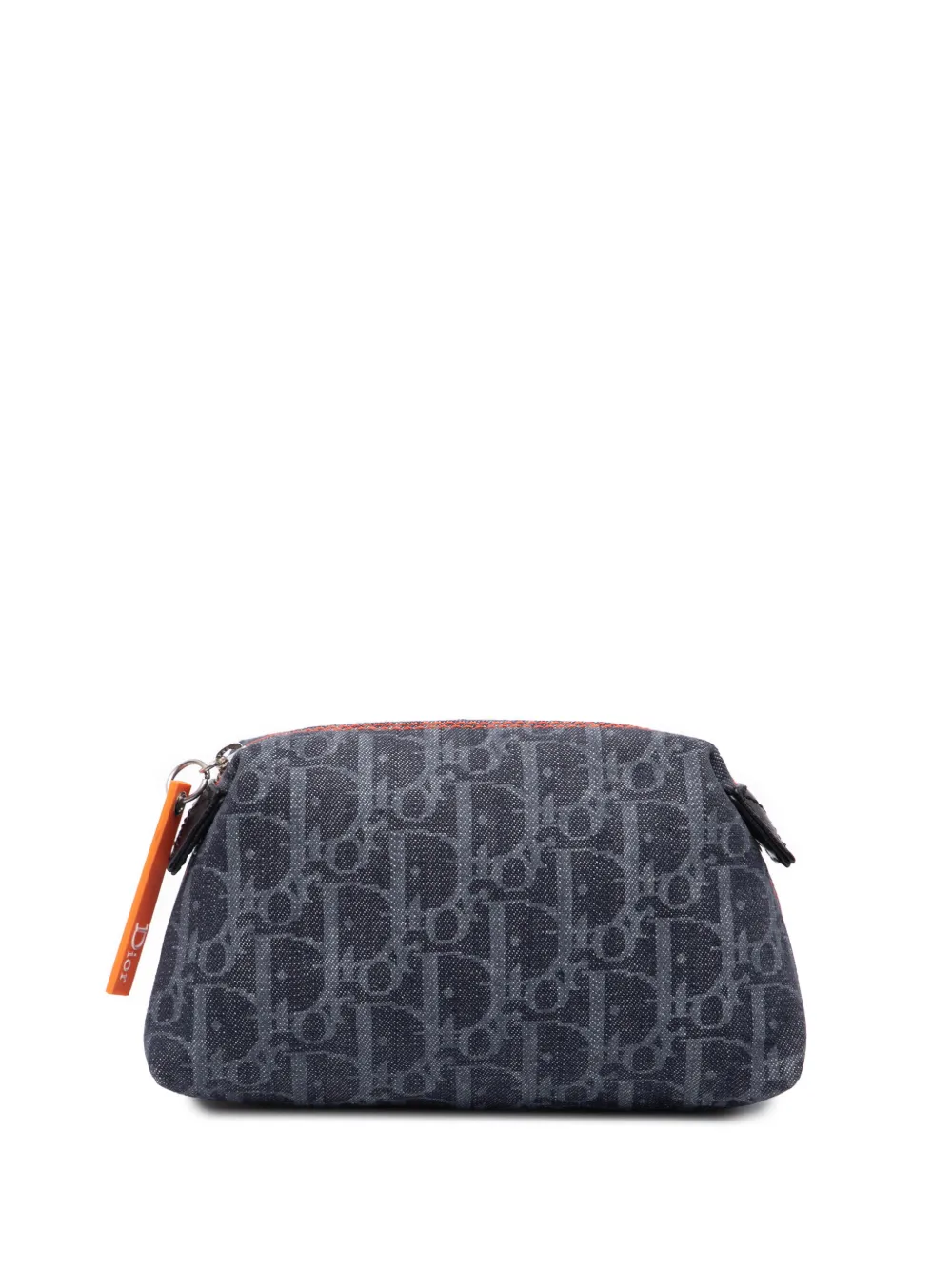 Pre-owned Dior 2016 Oblique Denim Flight Cosmetic Pouch In Blue