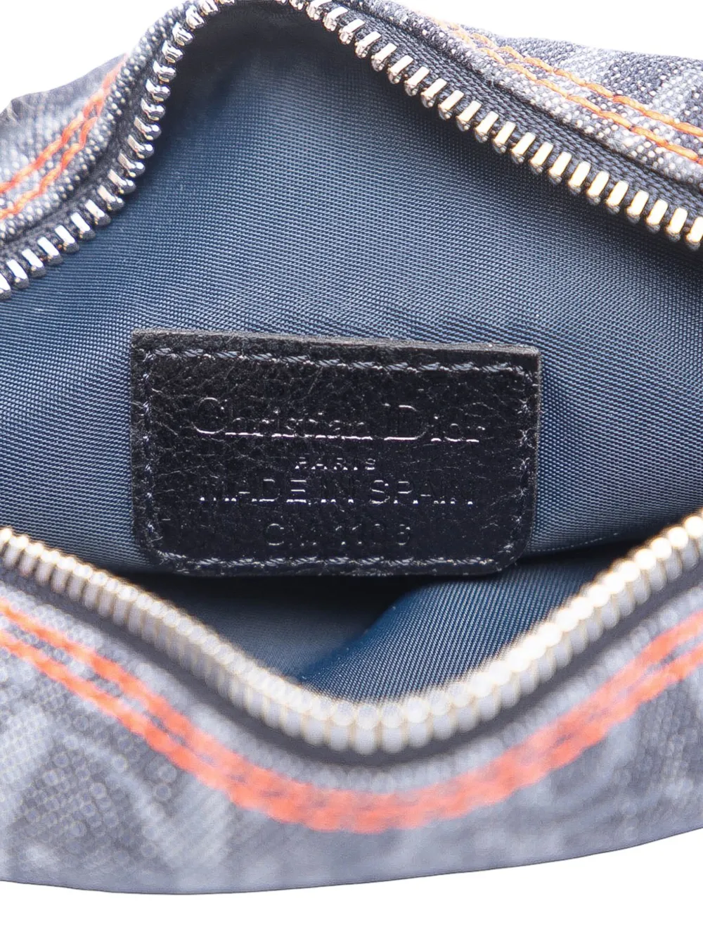 Pre-owned Dior 2016 Oblique Denim Flight Cosmetic Pouch In Blue