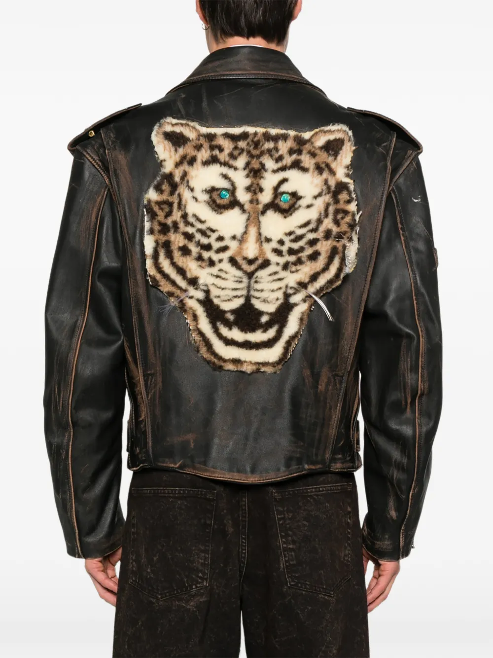 A.N.G.E.L.O. Vintage Cult 2000s Embroidered Leather Jacket | Brown