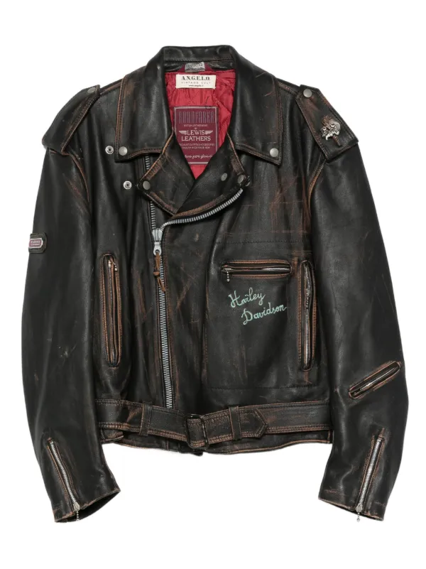 A.N.G.E.L.O. Vintage Cult 2000s Embroidered Leather Jacket | Brown