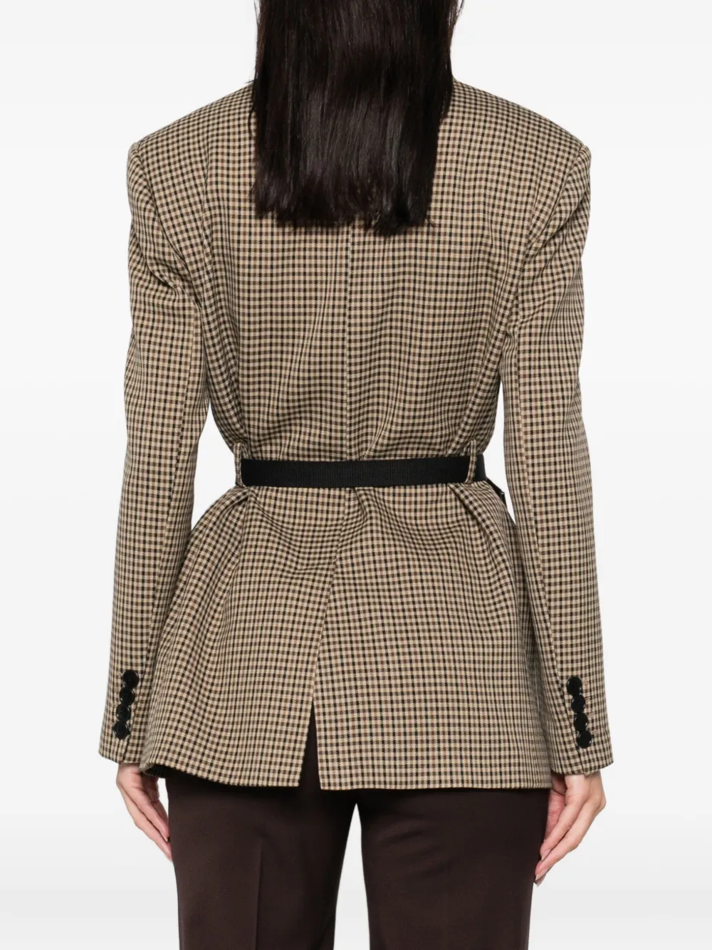 Drhope Check Belted Blazer In Brown