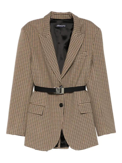 DRHOPE check belted blazer