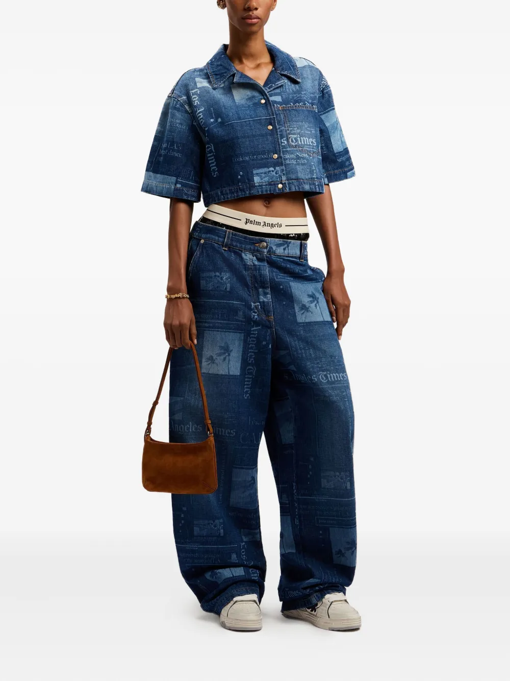 Palm Angels Giorgina suede shoulder bag - Bruin