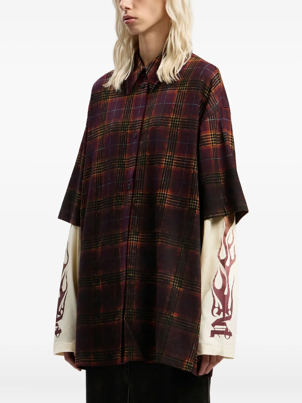 Palm Angels Check-flames Shirt In Multi