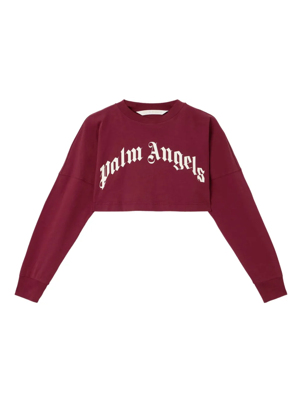 Palm Angels Curved-logo Cropped Sweatshirt In Red