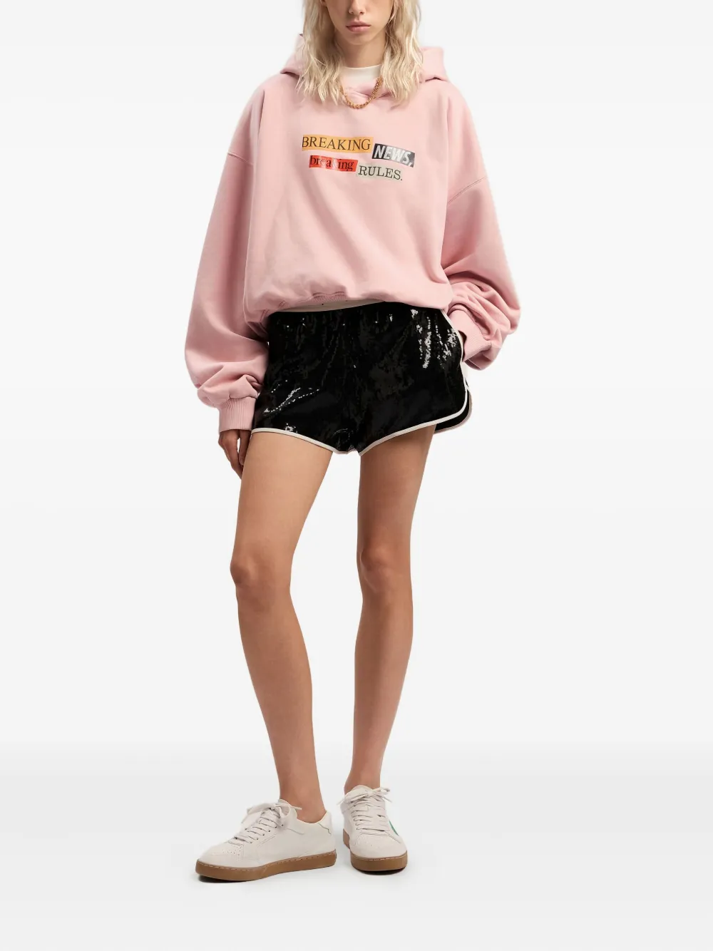 Palm Angels Quote graphic-print hoodie - Roze
