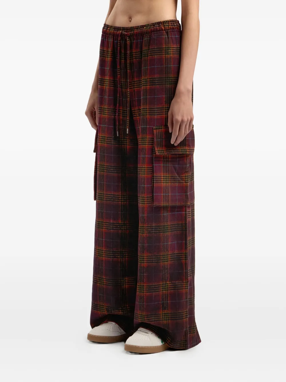 Palm Angels Checked Cargo Pants In Animal Print