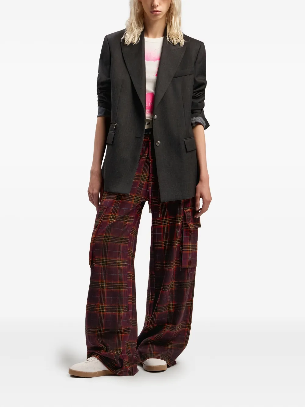 Palm Angels Checked Cargo Pants In Animal Print