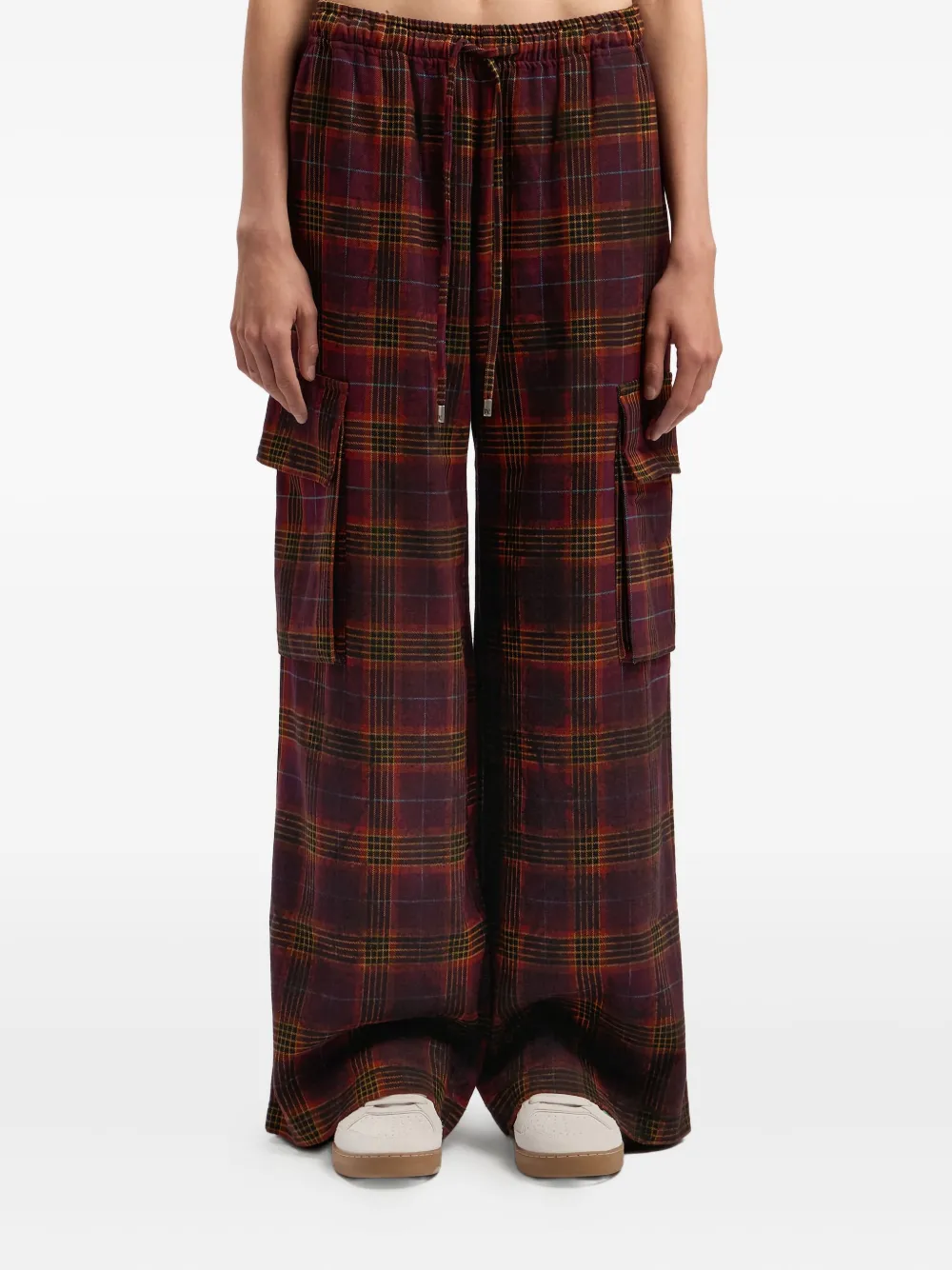 Palm Angels Checked Cargo Pants In Animal Print