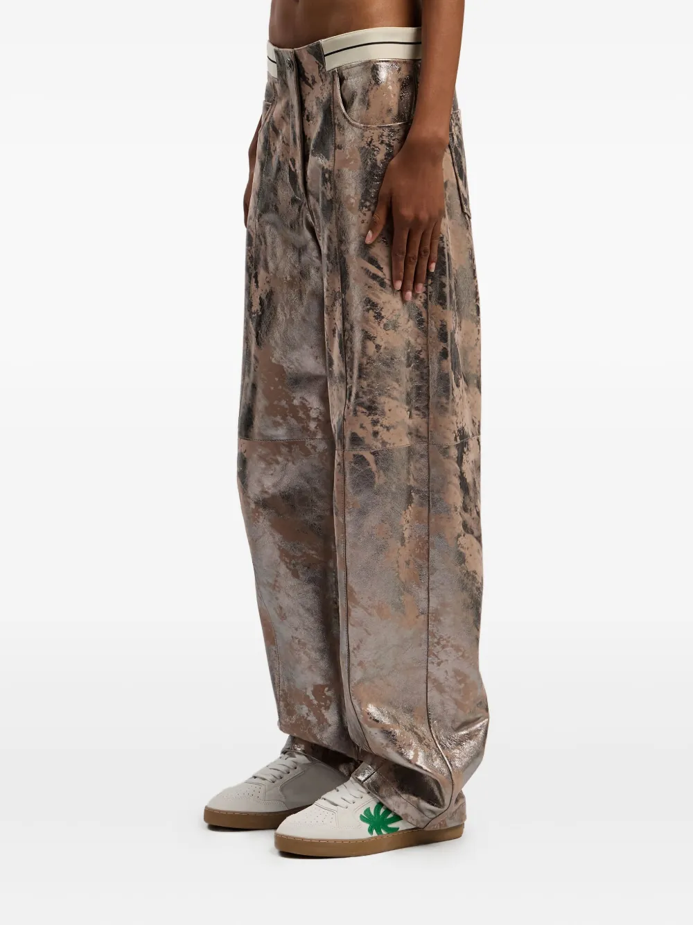 Palm Angels Laminated Trousers In Brown