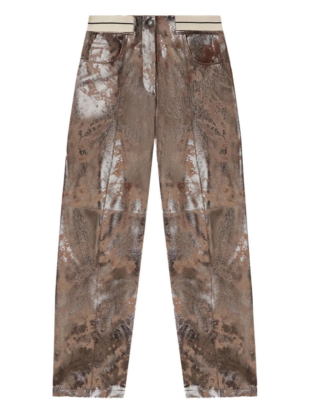 Palm Angels Laminated Trousers In Brown