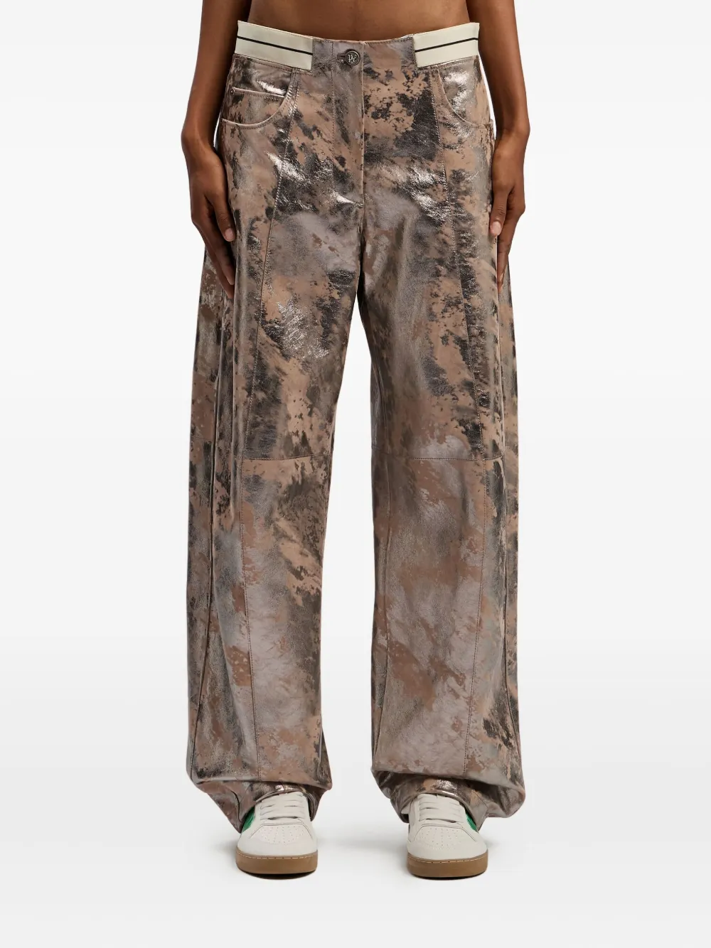 Palm Angels Laminated Trousers In Brown
