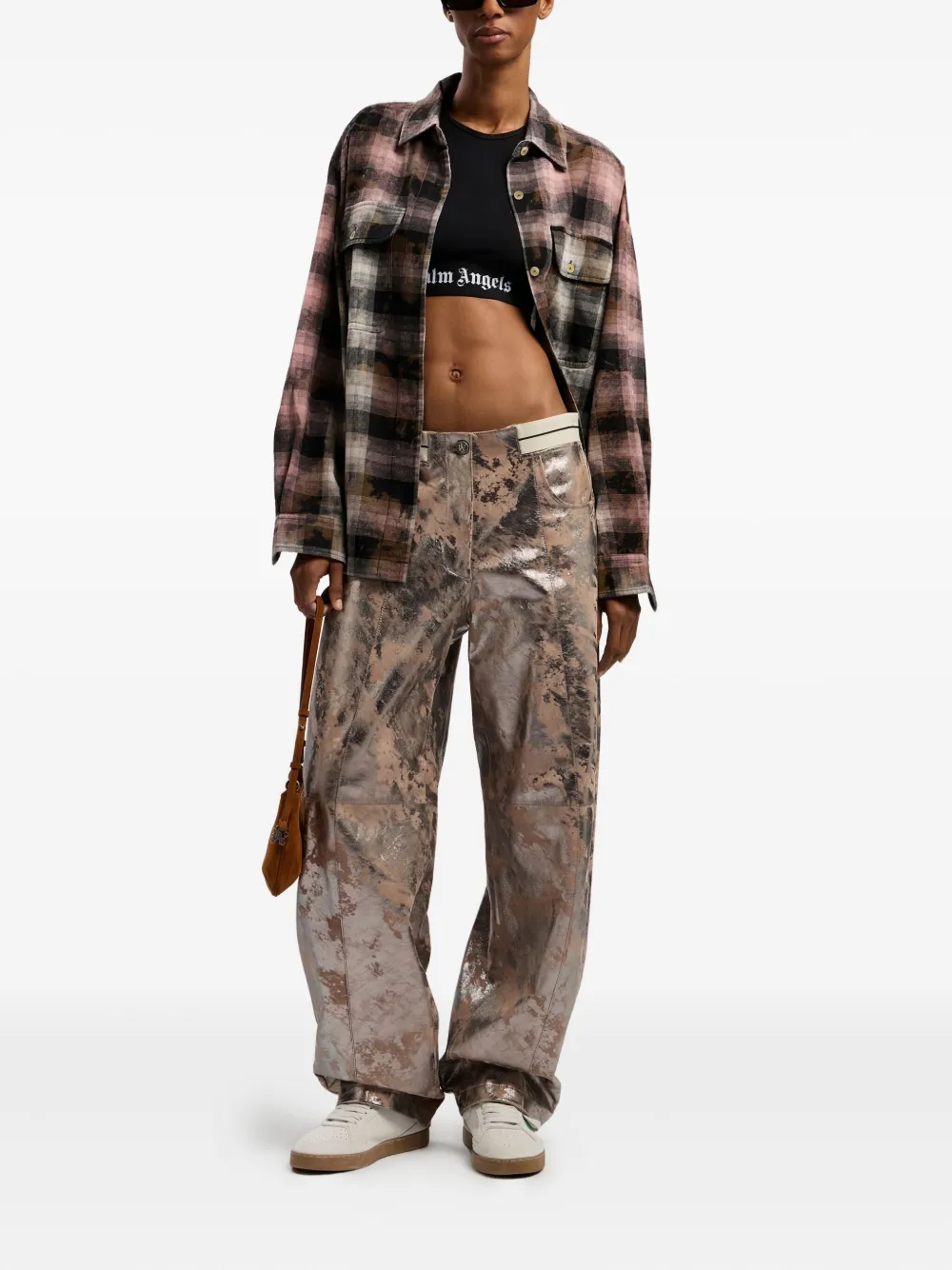 Palm Angels laminated trousers - Bruin