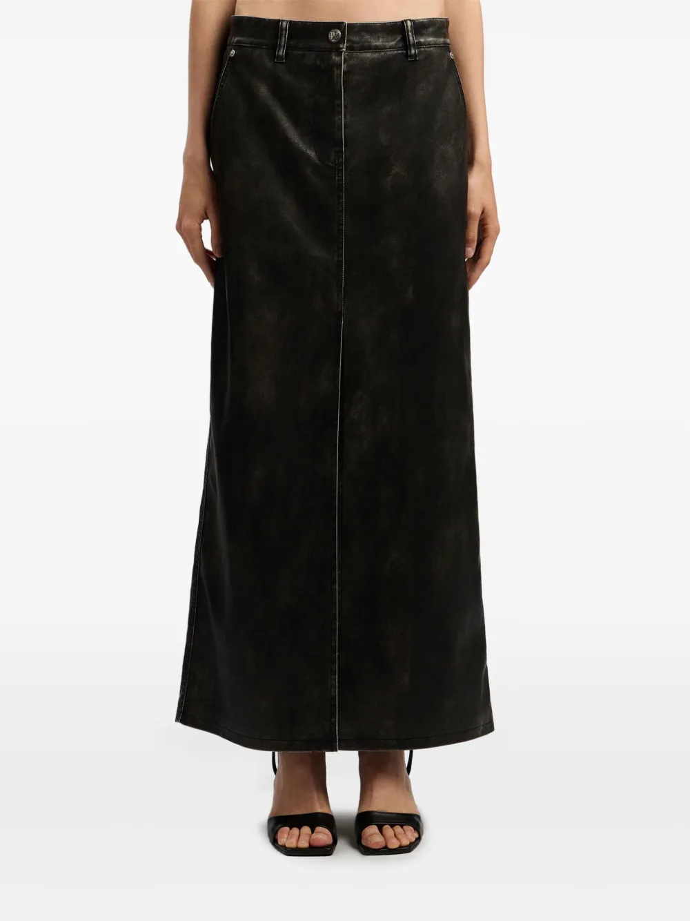 Palm Angels Gecoate midi-rok met gewelfd logo Grijs