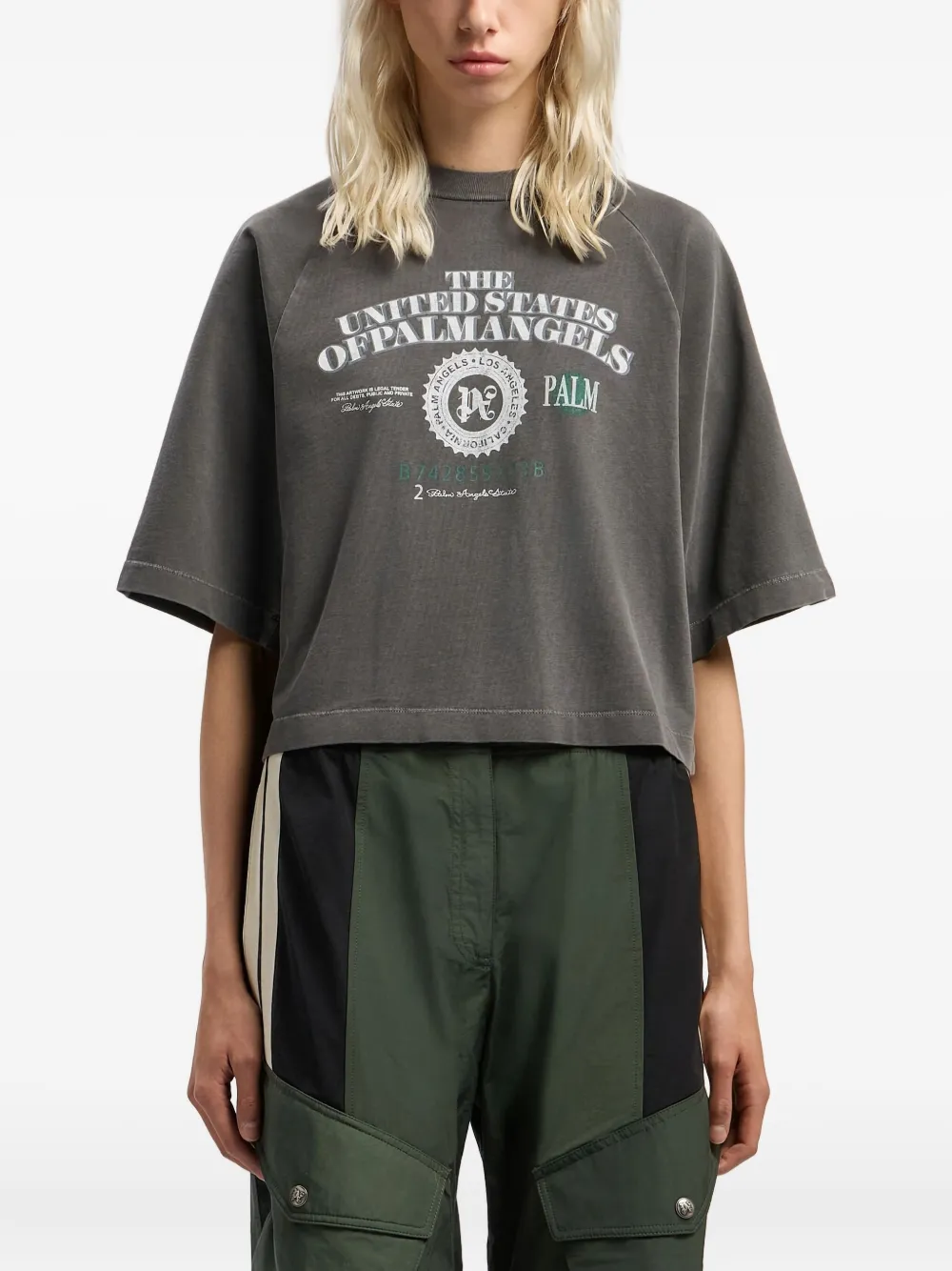 Palm Angels T-shirt met dollarprint Grijs